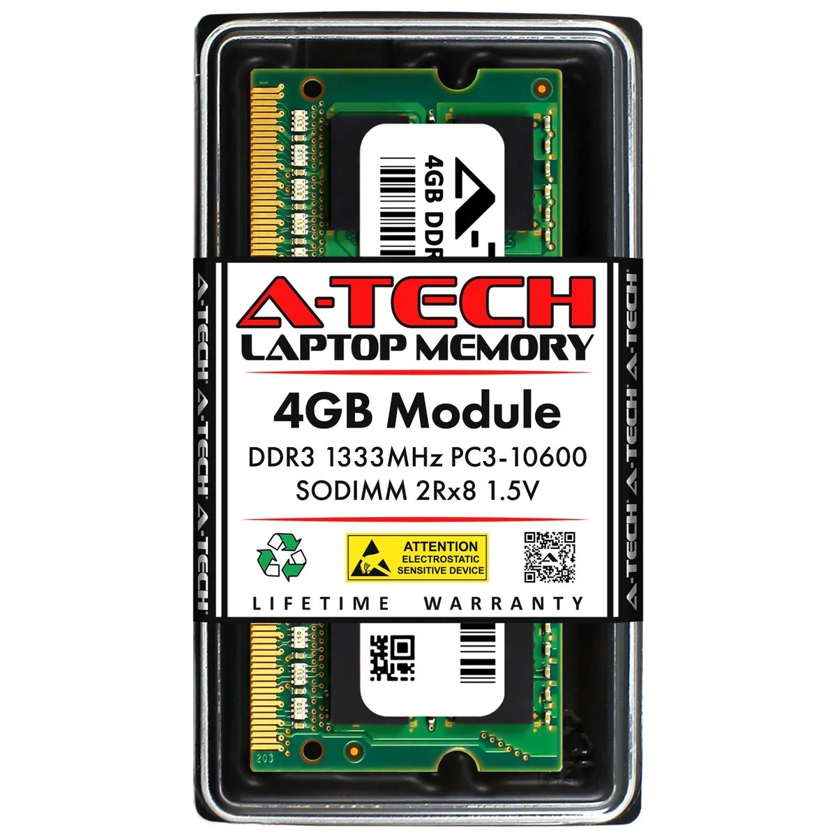 A-Tech A-Tech 4GB DDR3 1333MHz PC3-10600 204-Pin CL9 1.5V Laptop RAM — product photo