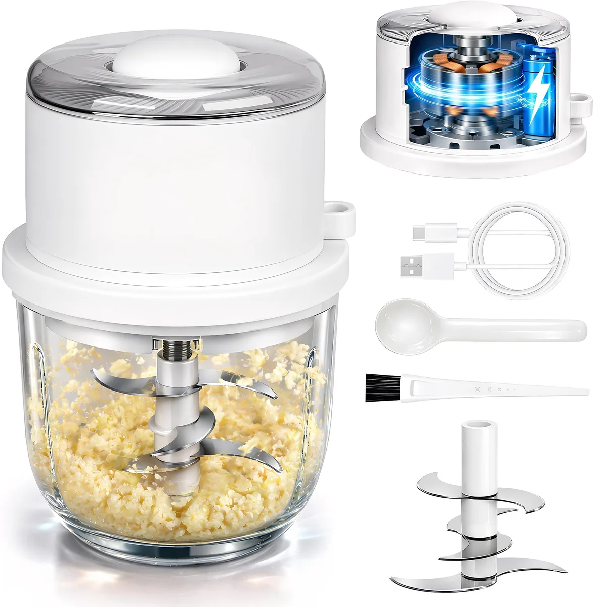  Gockeoz 2026050301 food processor 350 ml 40 W 6 blades 1.8 mm 60 uses white — product photo