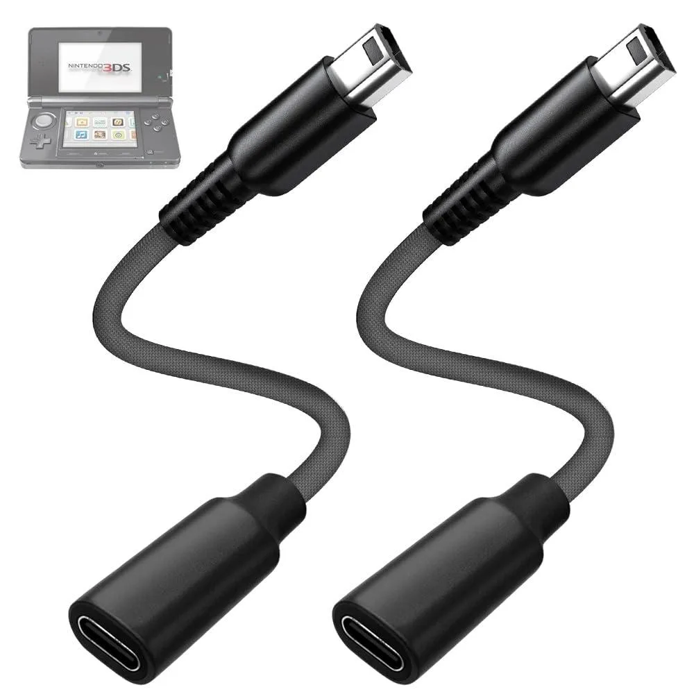 Two short USB-C to 3DS braided adapter cables, .5ft each