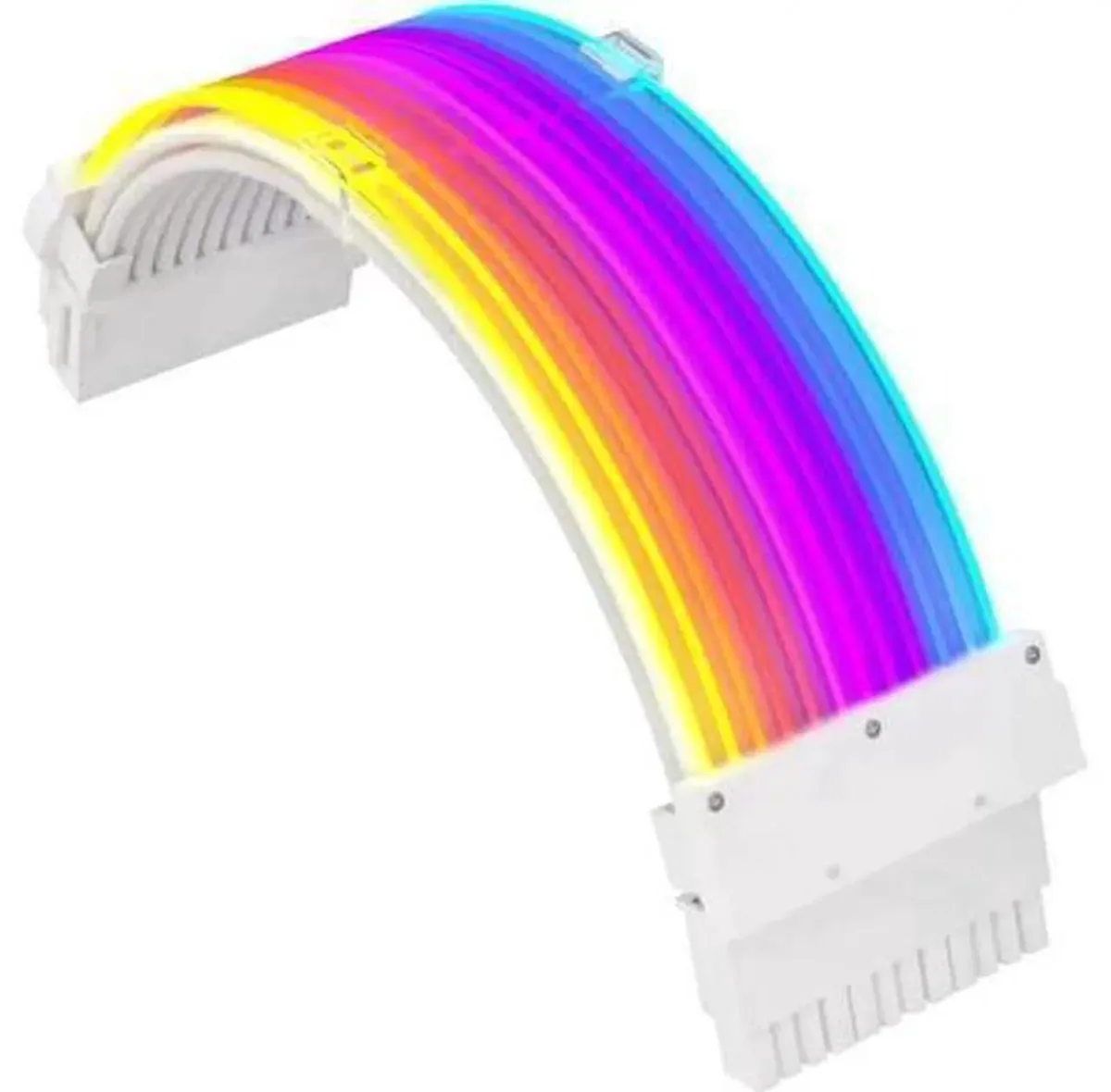 SMUGDESK SMUGDESK White A-Style 24Pin ARGB PSU Strimer Extension Cable Kit computer power extension cord — product photo