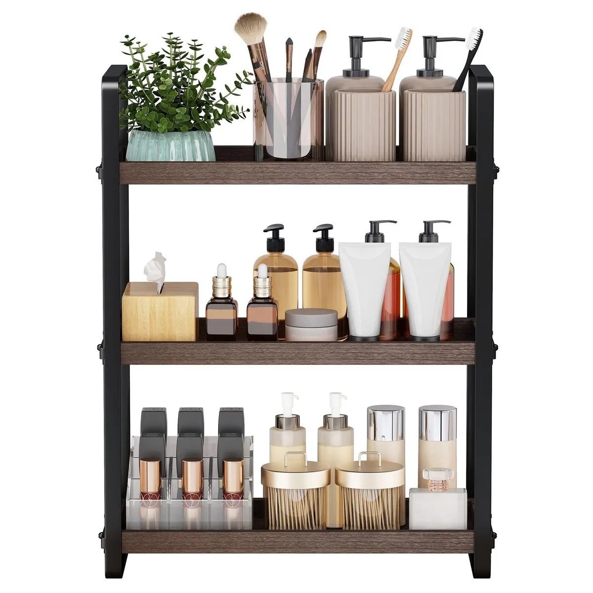  HNRLOY M-11 Decorative Shelving 3 Tier Brown 13.38x6.69x16.53 in — product photo