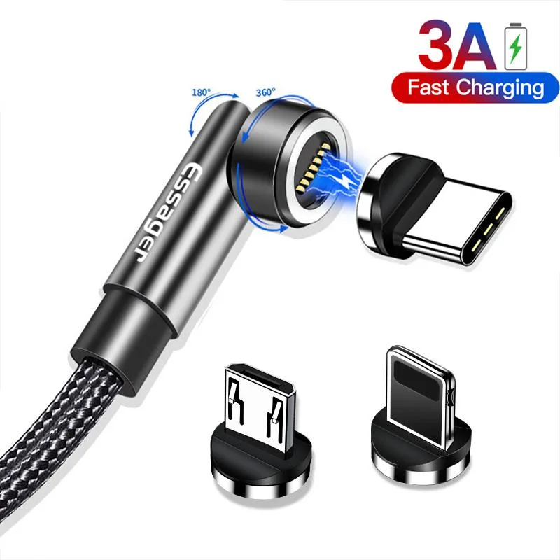 ESTONE ESTONE Essager WX 3-in-1 Magnetic USB-C Cable 540° Rotating 3.0A 3.3ft 2-Pack — product photo