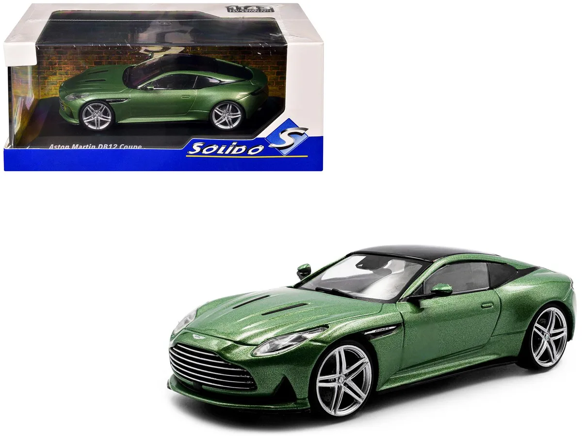 Solido Solido 2023 Aston Martin DB12 Coupe Iridescent Emerald Metallic Black Top 1/43 Diecast hobby collectible — product photo