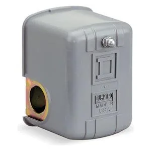 Black rectangular pressure switch with single port and manual lever