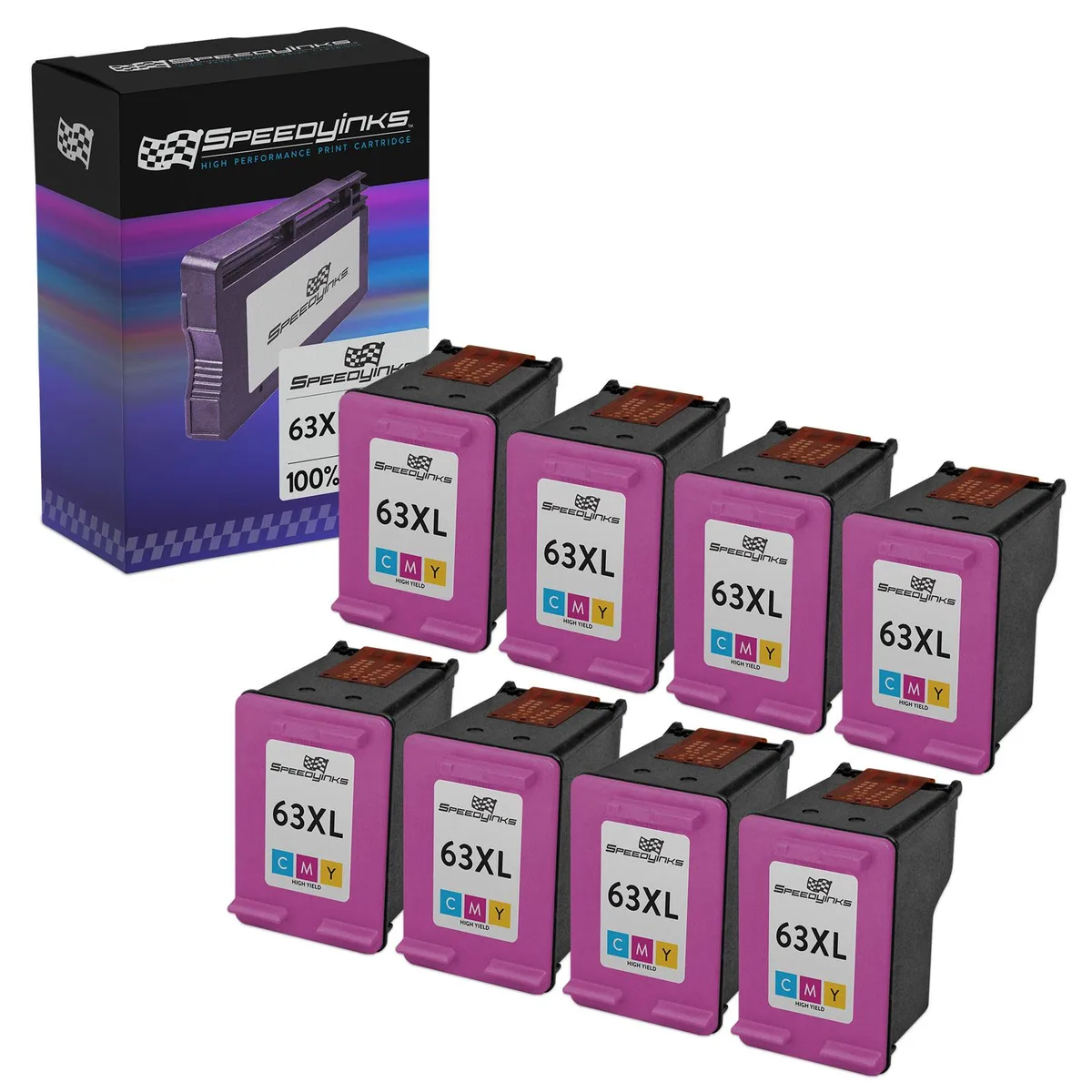 SpeedyInks SpeedyInks Remanufactured Ink Cartridge HP 63XL Color 8-Pack — product photo