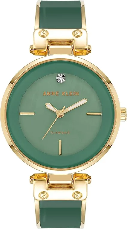 Anne Klein Anne Klein Diamond-Accented Bangle Ladies Watch Green Mother-of-Pearl Dial 34mm — product photo