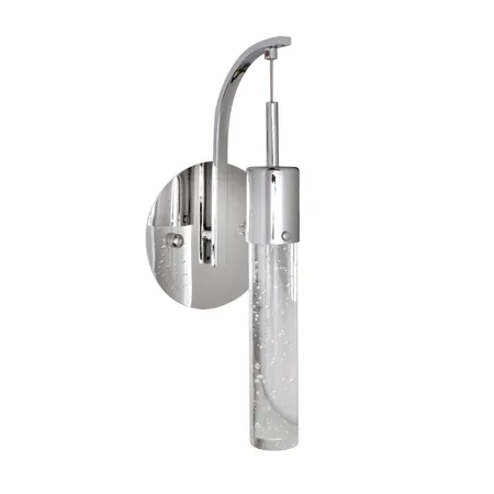 Polished chrome wall sconce with bubble glass shade
