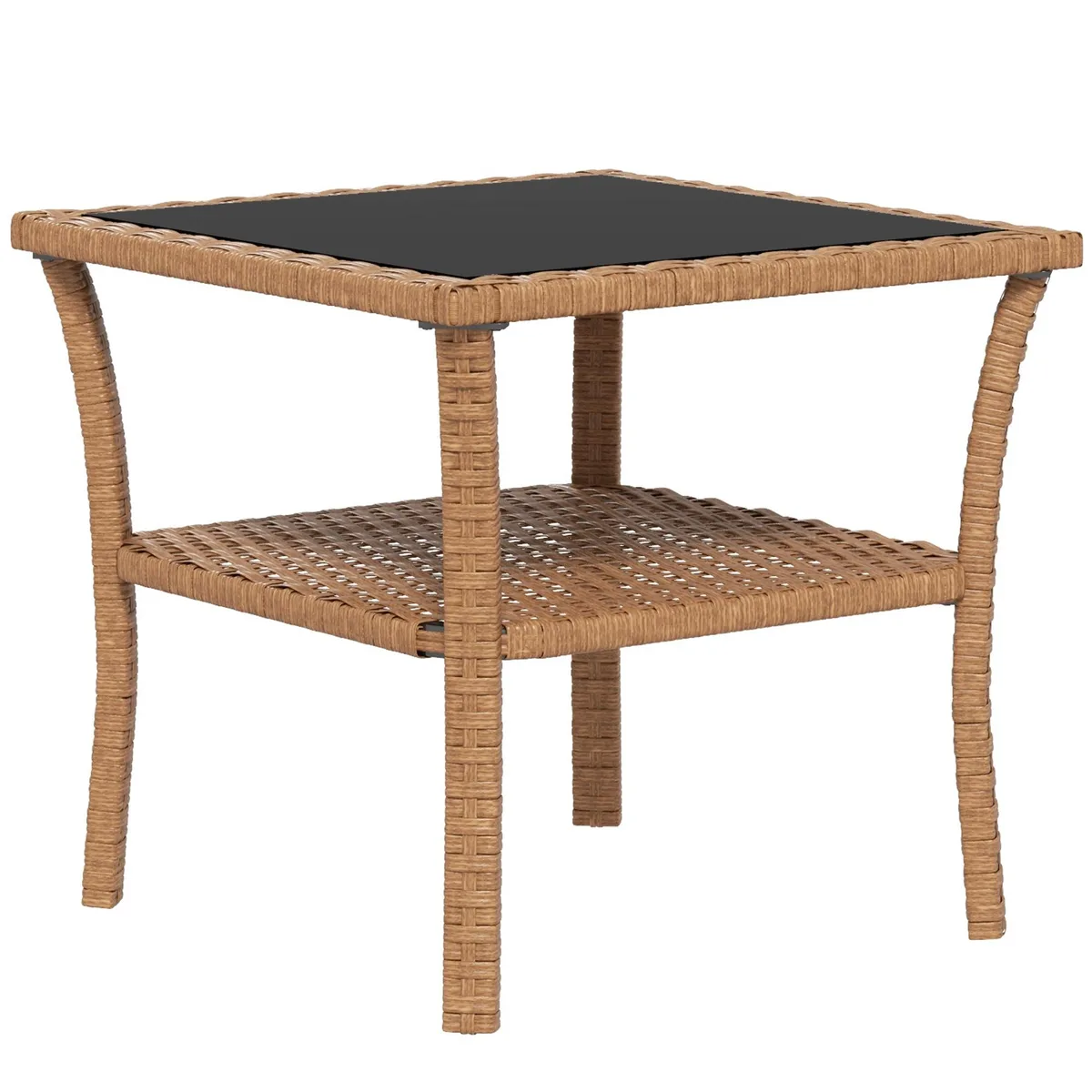 tuphen tuphen Rattan Occasional Table Sand 19.75" Square 2-Tier — product photo