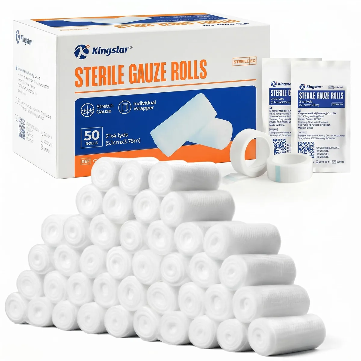 King Sterile Gauze Rolls 2in x 4.1yds 12 Pack — product photo