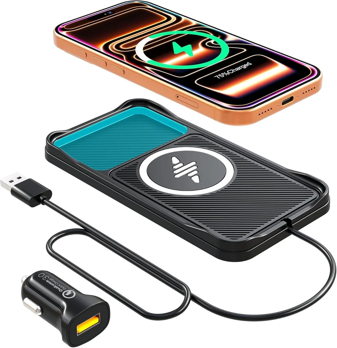 Hamzan Hamzan Wireless Car Charger Pad iPhone 12-17 Non-Slip Dashboard — product photo
