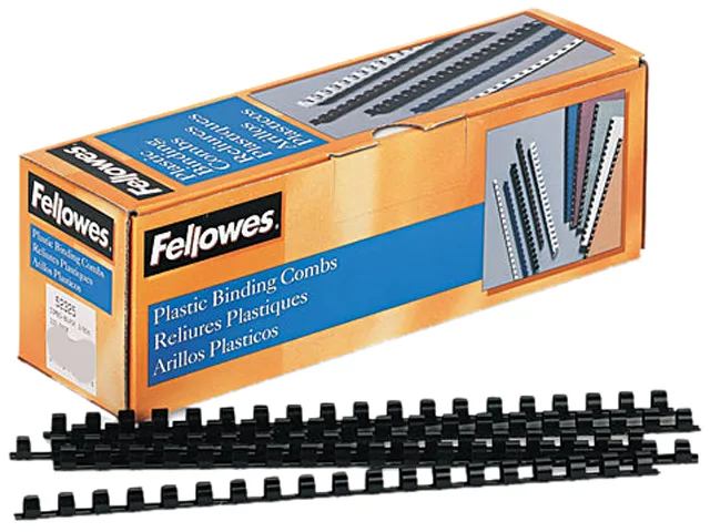 FELLOWES FELLOWES 52325 Plastic Comb Binding 3/8" 55 Sheet Black 100 Pack — product photo
