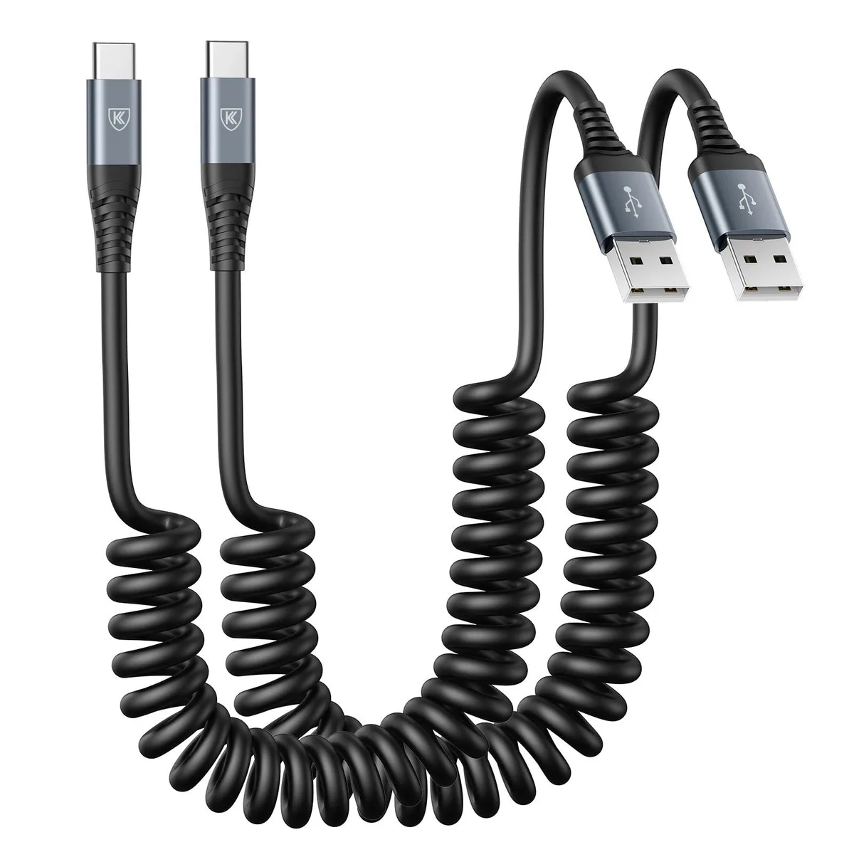 KEHIPI KEHIPI Coiled USB A to C Cable 2-Pack 3ft 480Mbps — product photo