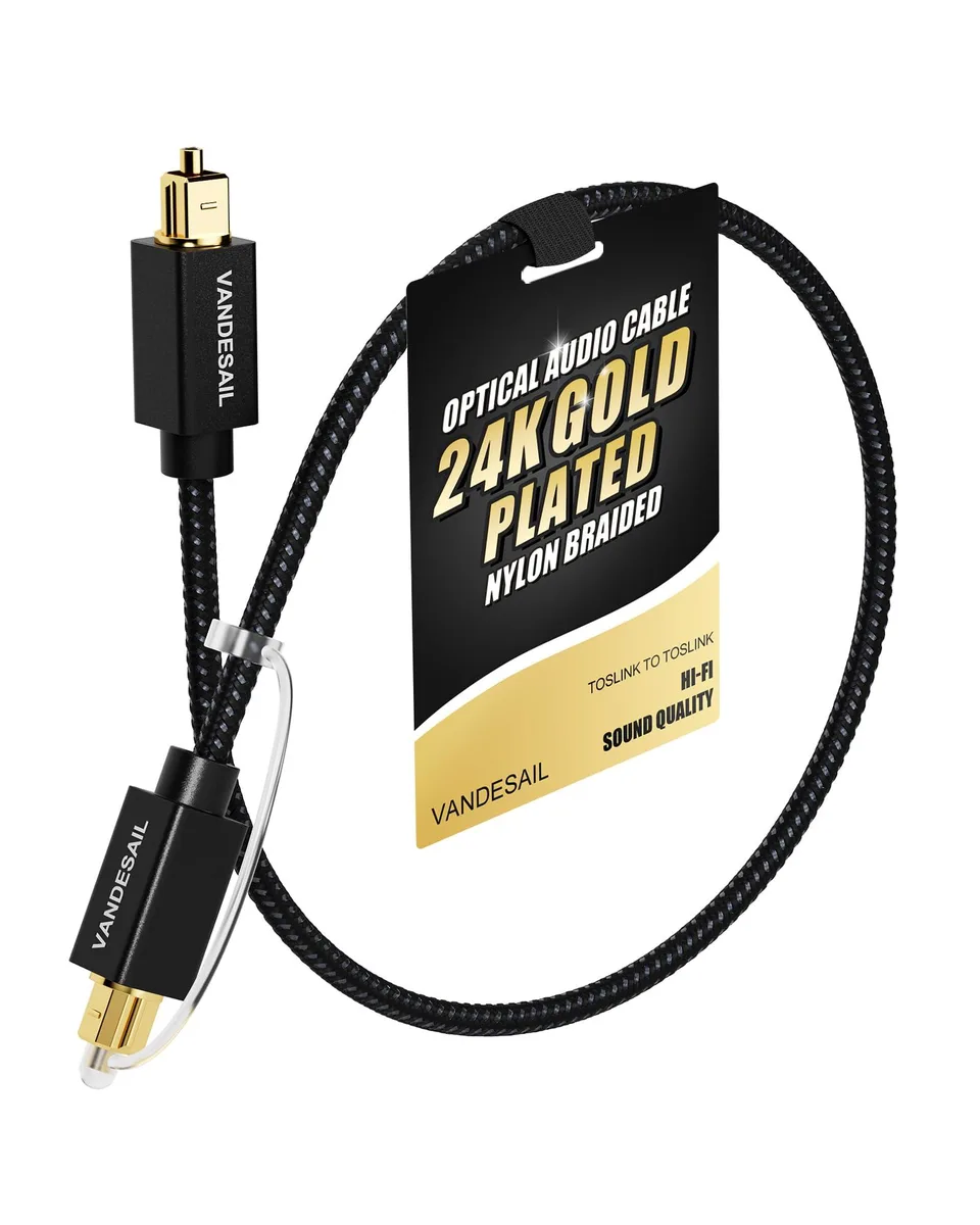 VANDESAIL Toslink Digital Optical Audio Cable 1 FT Nylon Braided — product photo