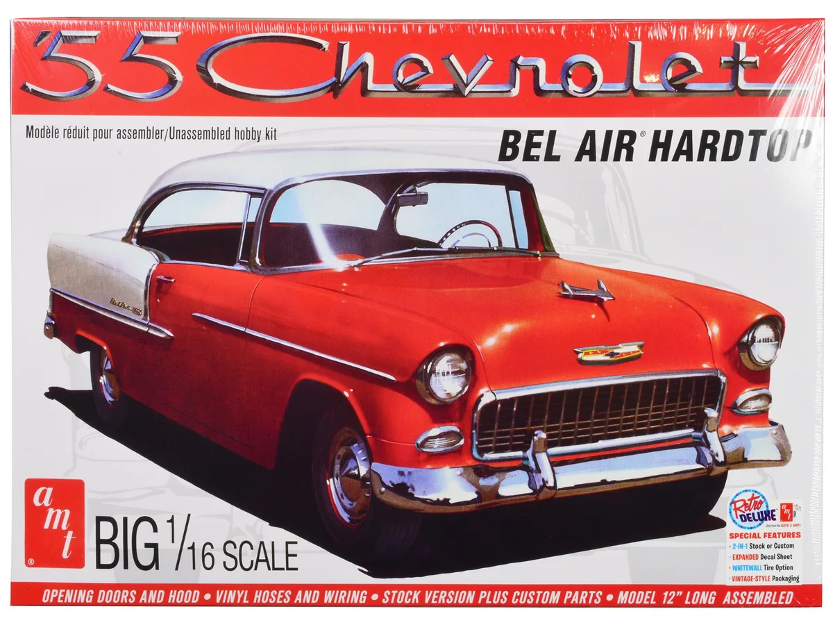 AMT AMT AMT1452 1/16 Scale 1955 Chevrolet Bel Air Hardtop Model Kit hobby collectible — product photo