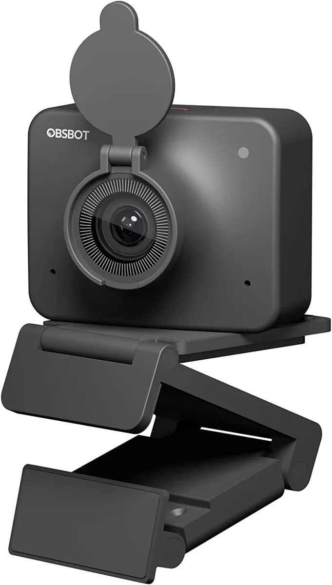 Black rectangular webcam with magnetic mount and privacy cover