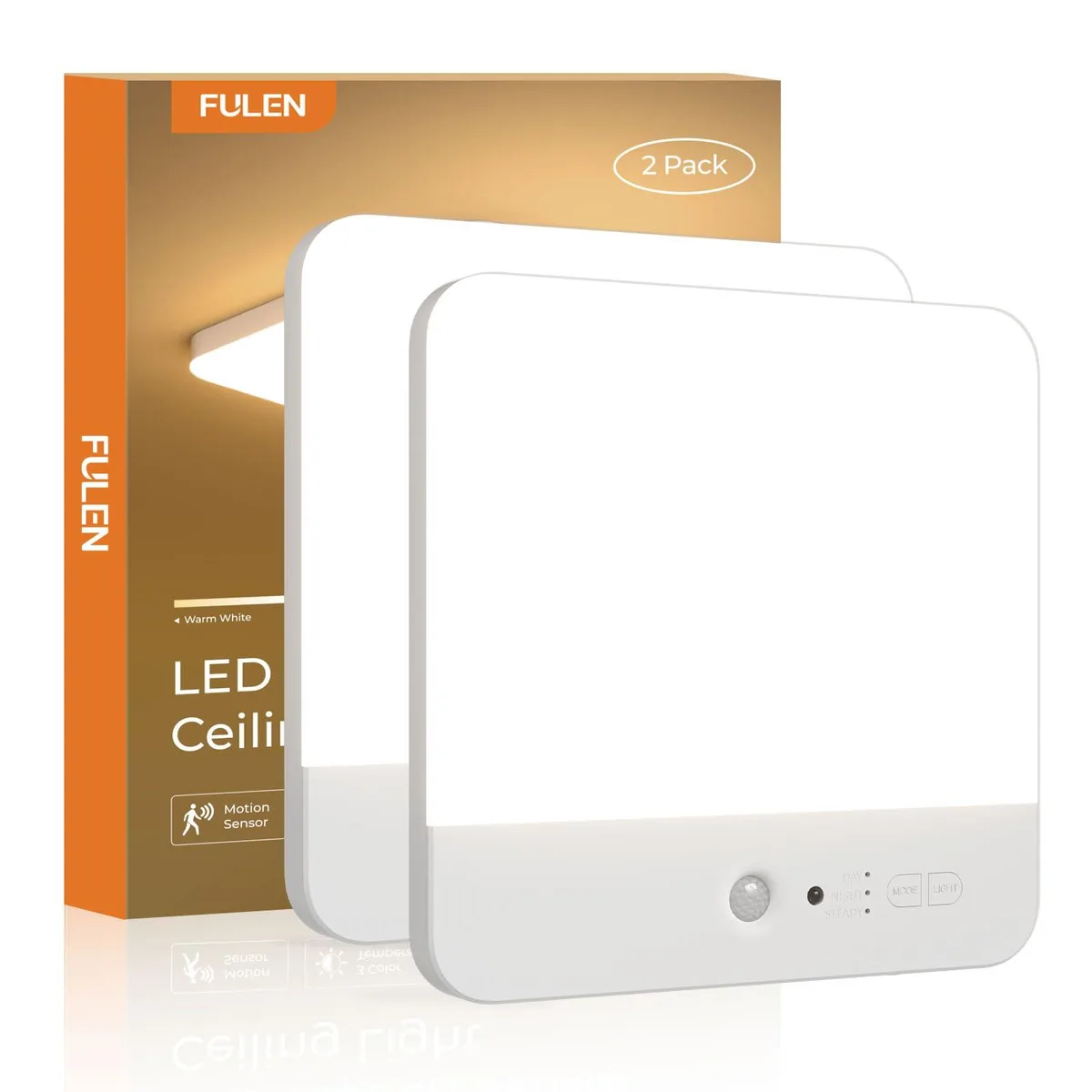 Two white acrylic discs with clear prismatic faces, magnetic mount, remote included
