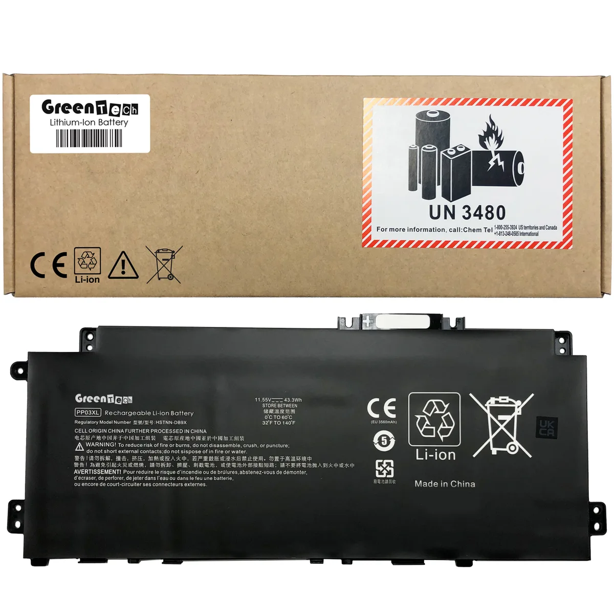 NShi NShi PP03XL 11.55V 43.3Wh 3-Cell laptop battery for HP Pavilion x360 14-dw — product photo