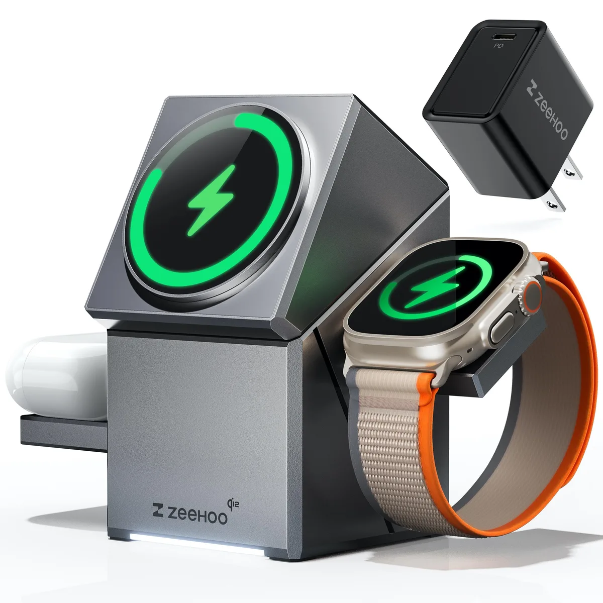 ZEEHOO ZEEHOO CubeTrickX CT-X 3-in-1 Magnetic Wireless Charger Qi2 15W Gray — product photo