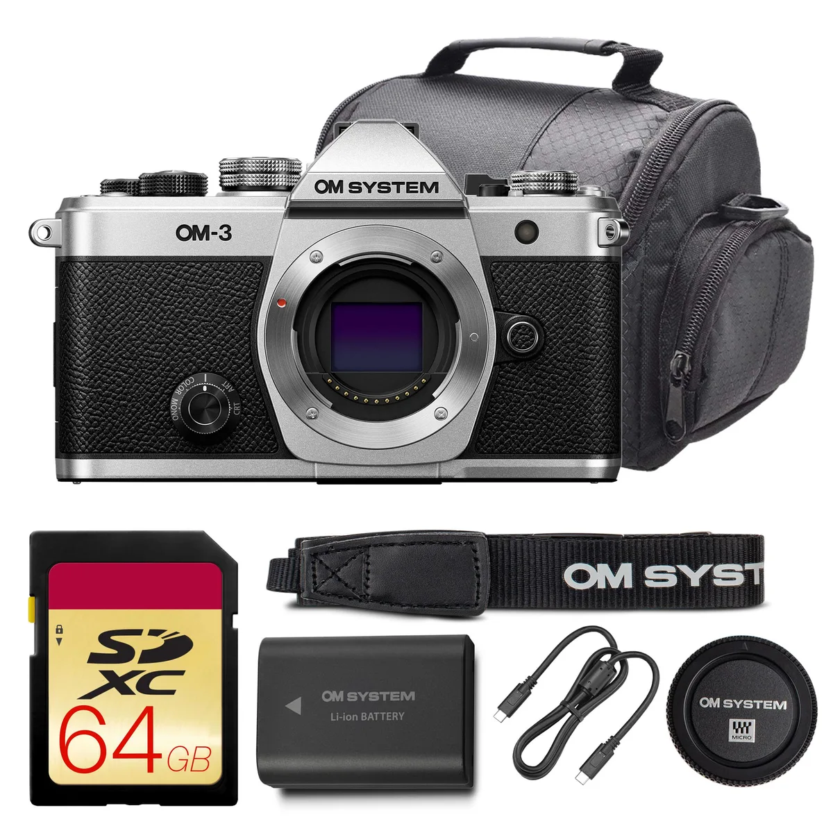 OM System OM System OM-3 Camera Kit 20MP 64GB Card Bag — product photo
