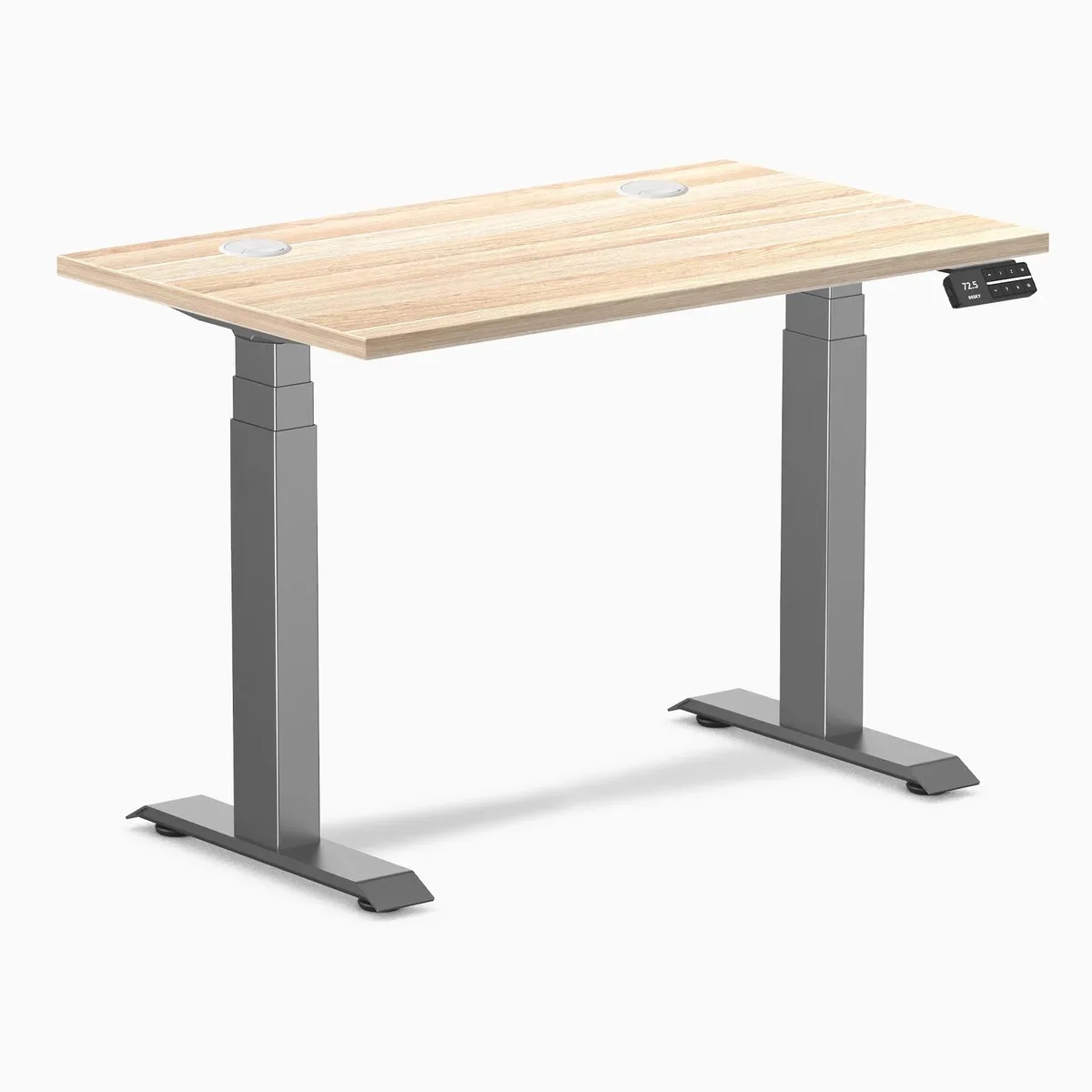 Desky Desky Dual Mini Sit Stand Desk Classic Oak 40 x 24 in with Grommets Space Gray — product photo