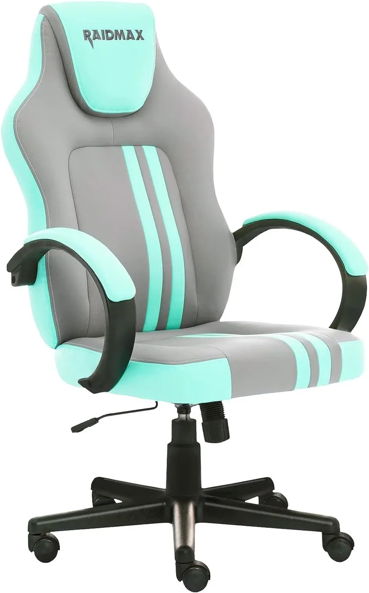 Raidmax Raidmax DK290 gaming chair green PU leather 50cm back 51cm seat 200 lb — product photo