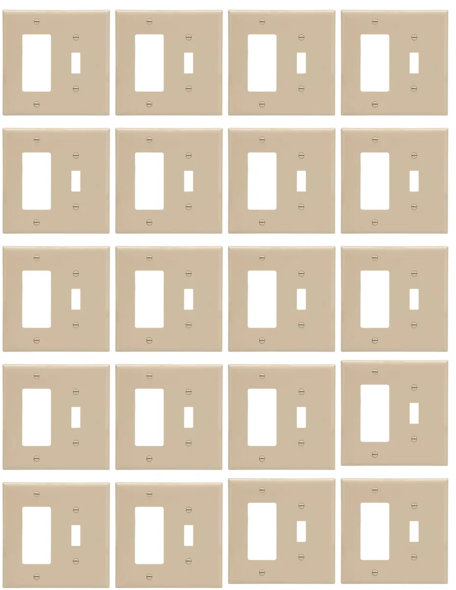 Eaton Eaton PJ126V Arrow Hart Combination Switch Plate, 2 Gang, Ivory — product photo