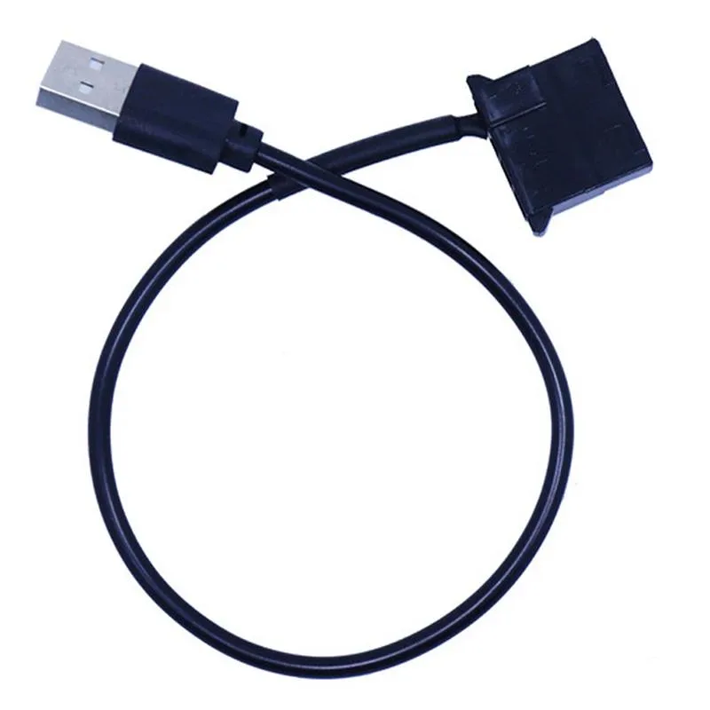 Black USB-A to 4-pin Molex female adapter cable