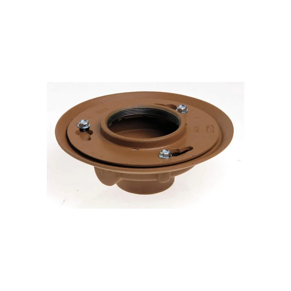 Round cast iron floor drain with nickel bronze strainer and flashing collar