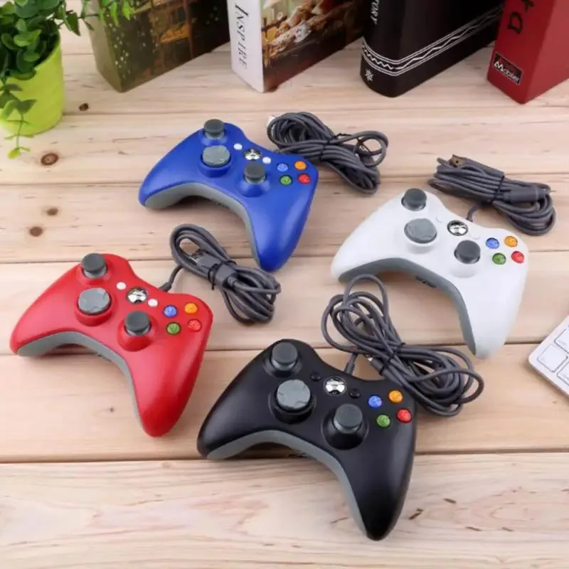 Black plastic wired gamepad with dual analog sticks and directional pad
