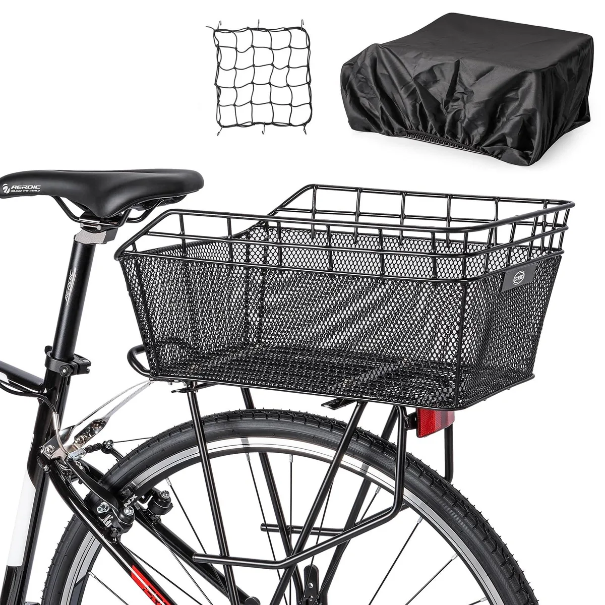  CXWXC Rear Bike Basket CX-HT-193-US Large Black 12"D x 17.7"W x 8"H — product photo