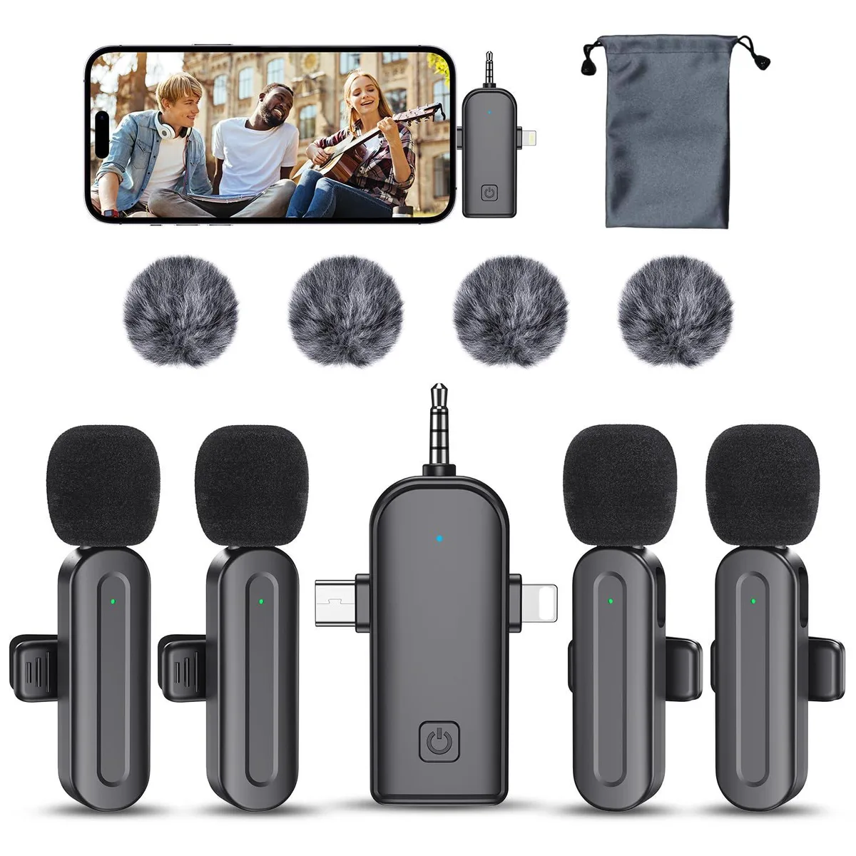 Newthor SX26 Wireless Lavalier Microphone 3-in-1 Receiver 65ft Range — product photo