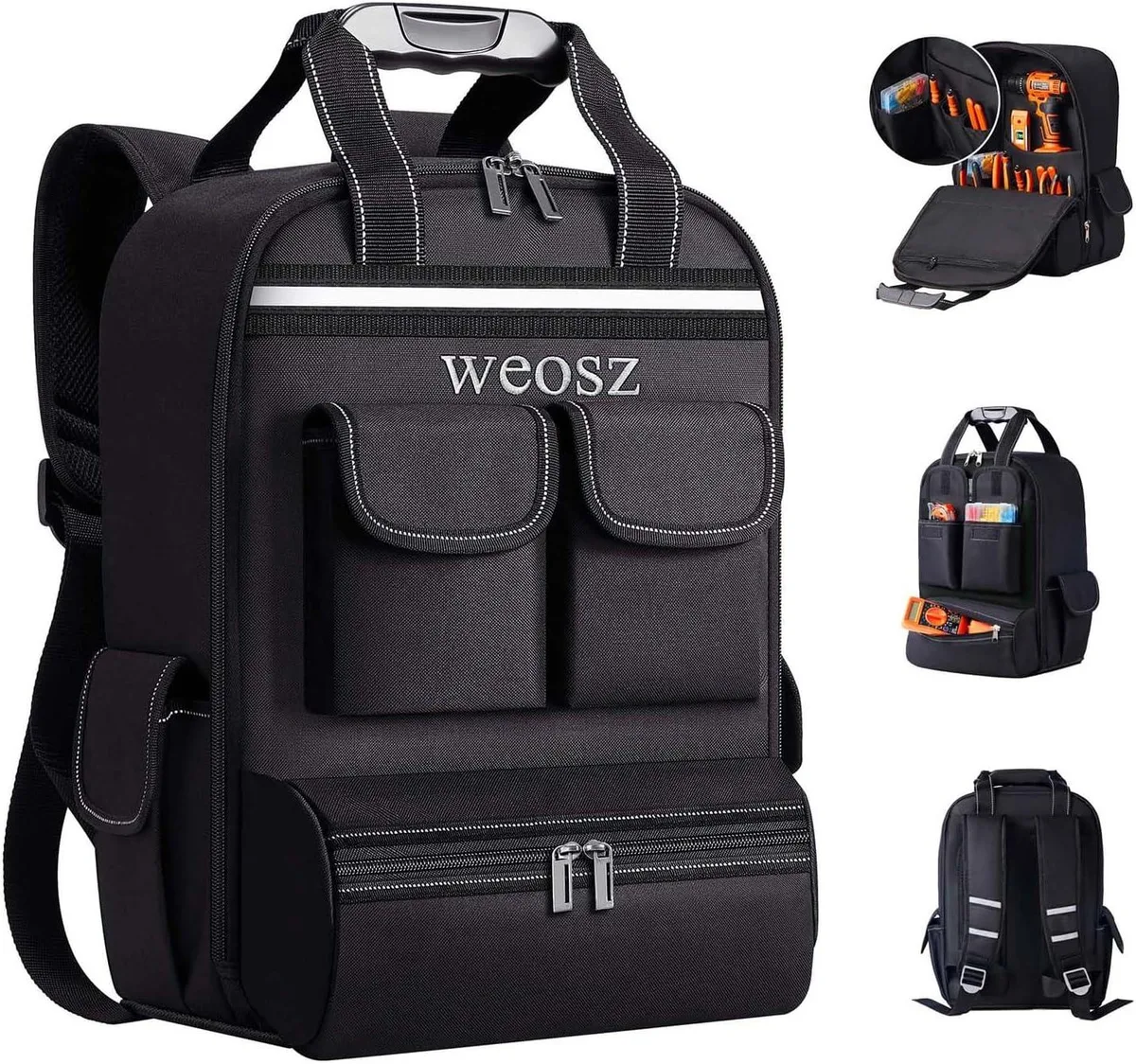 BFKK BFKK 18 Inch Tool Backpack 18 Pockets 1680D Fabric 66 lb Capacity Black — product photo