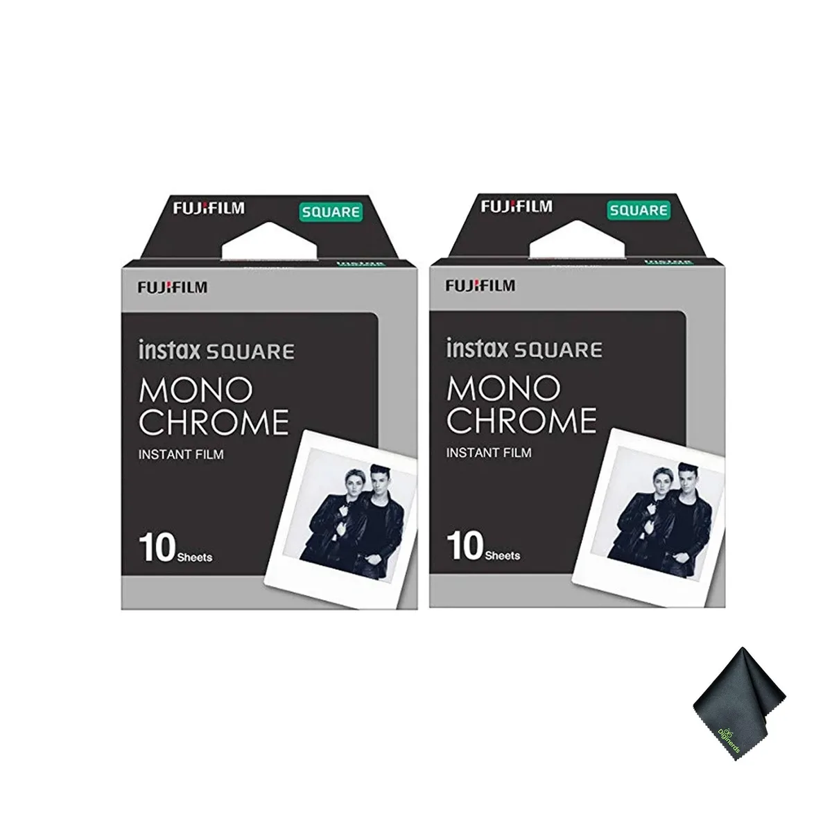 FUJIFILM FUJIFILM INSTAX SQUARE Monochrome Instant Film Pack of 2 (10 Exposures) + Cloth — product photo