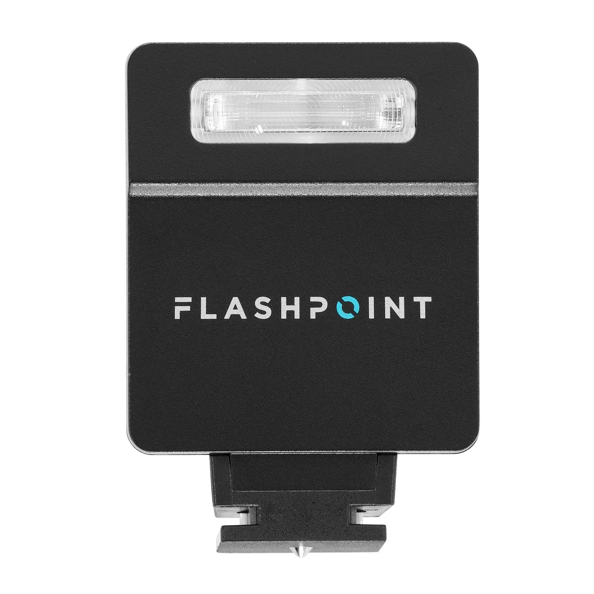 Compact black on-camera flash with hot-shoe mount