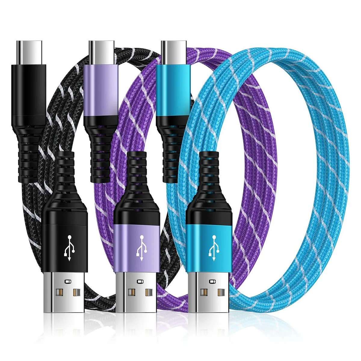  ANDHOT USB A to USB C cable 3-pack 6 ft 3.1 A 480 Mbps — product photo