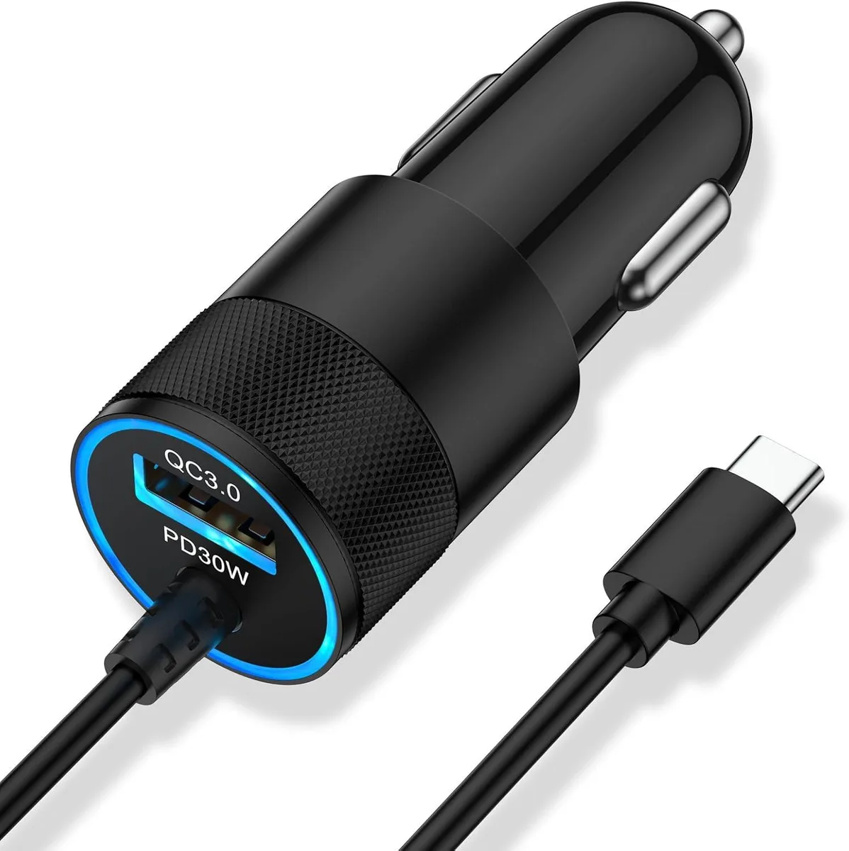 Hamzan Hamzan 30W PD + 18W QC car charger 3.1 ft USB-C cable — product photo