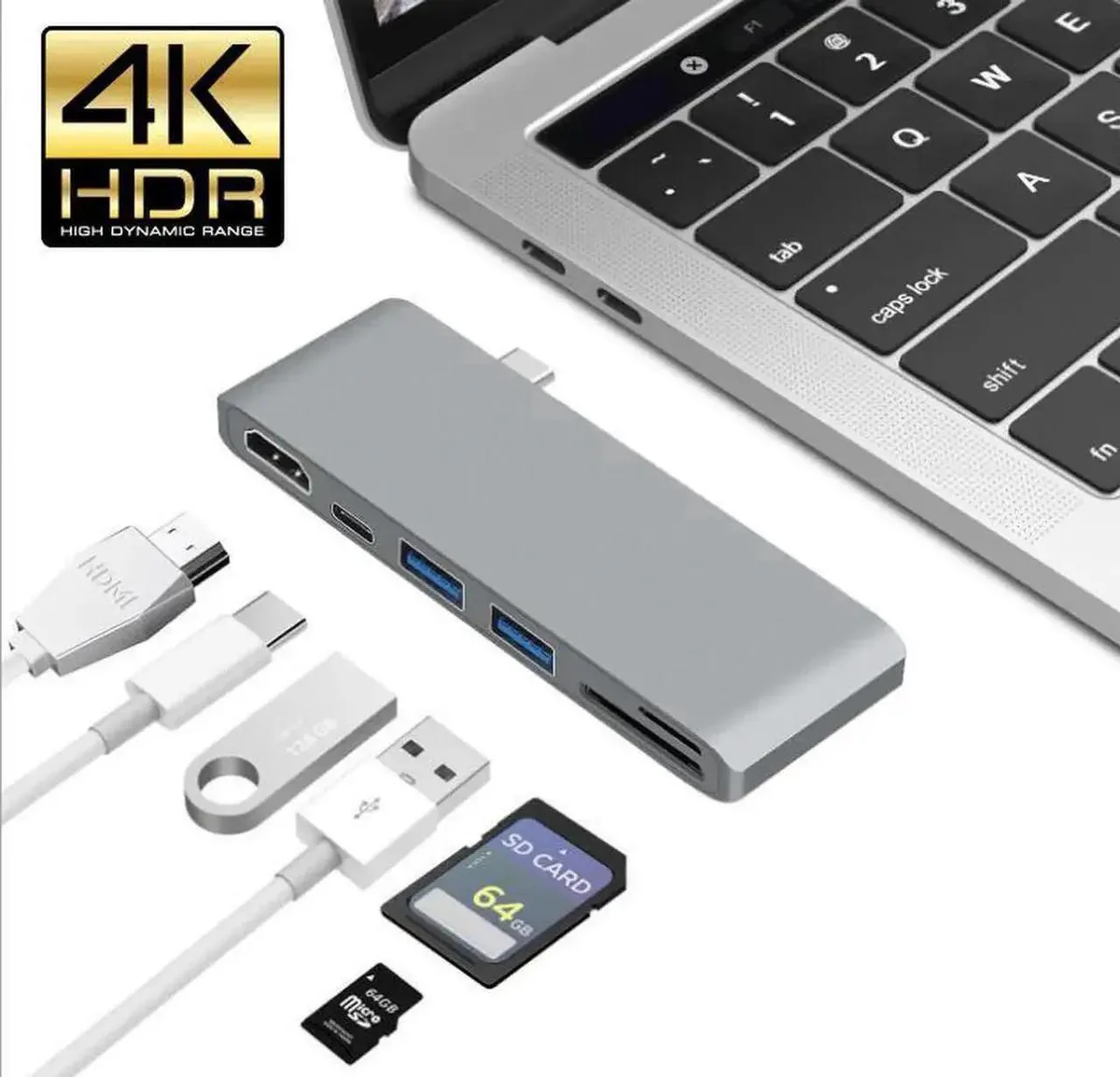SMUGDESK SMUGDESK 6-in-1 Gray USB-C Hub for MacBook 13/15 2016-2017 — product photo