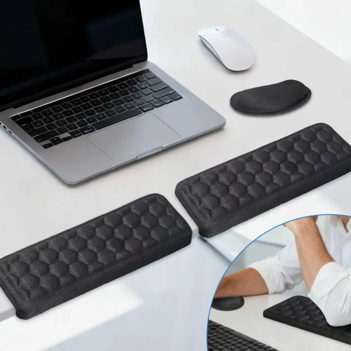 Emerson Emerson 2-Pack Desk Elbow Pads .8 Inch Memory Foam Wrist Rest Black — product photo