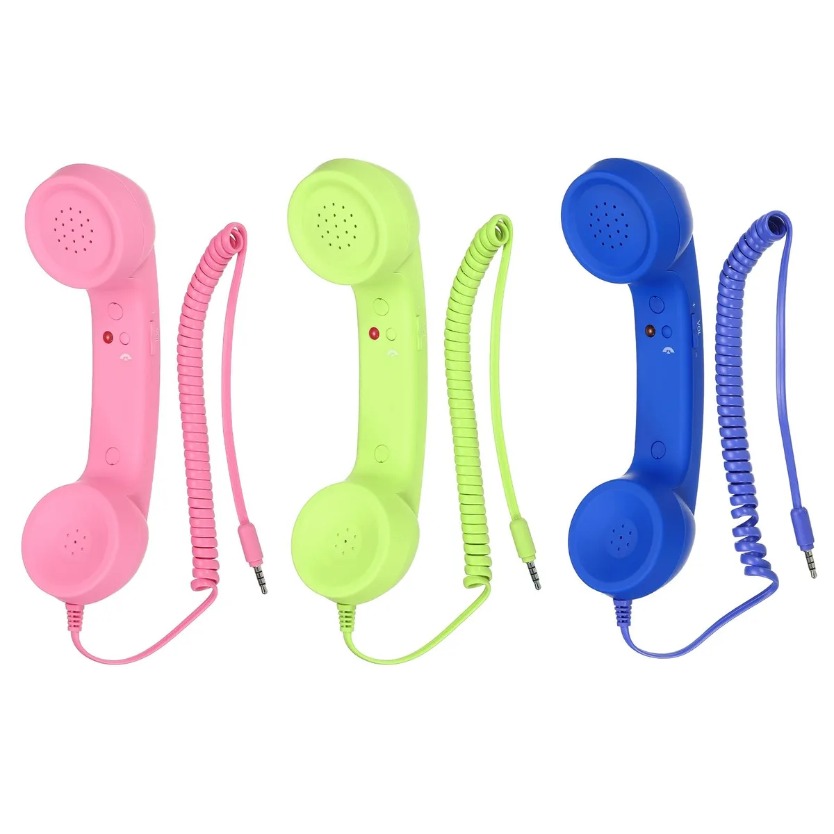 Unique-Bargains Unique-Bargains Retro Telephone Handset 3 Pack 3.5mm Pink Blue Green — product photo