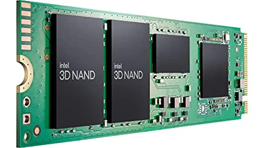 Green printed circuit board with black controller and silver label, M.2 2280 form factor