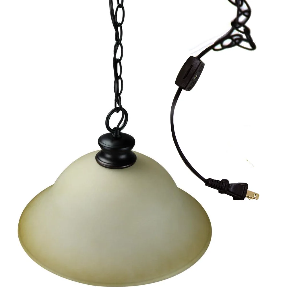 Home Concept Home Concept The Entertainer Plug-In Swag 16" Amber Glass Pendant Bronze Chain — product photo