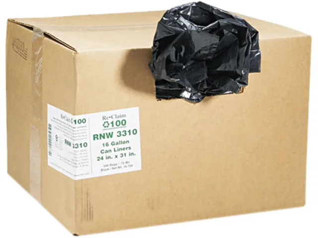 Webster Webster RNW3310 Trash Bag 16 gal 500 / Carton 33x24 .75 mil Black Resin Two Ply — product photo