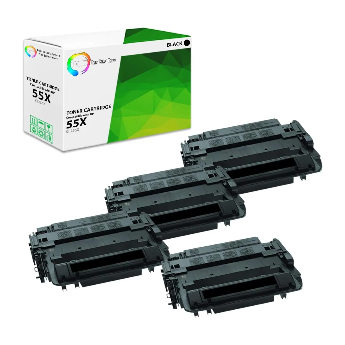 True Color Toner True Color Toner 55X CE255X Black Toner Cartridge 4 Pack 12500 Pages — product photo