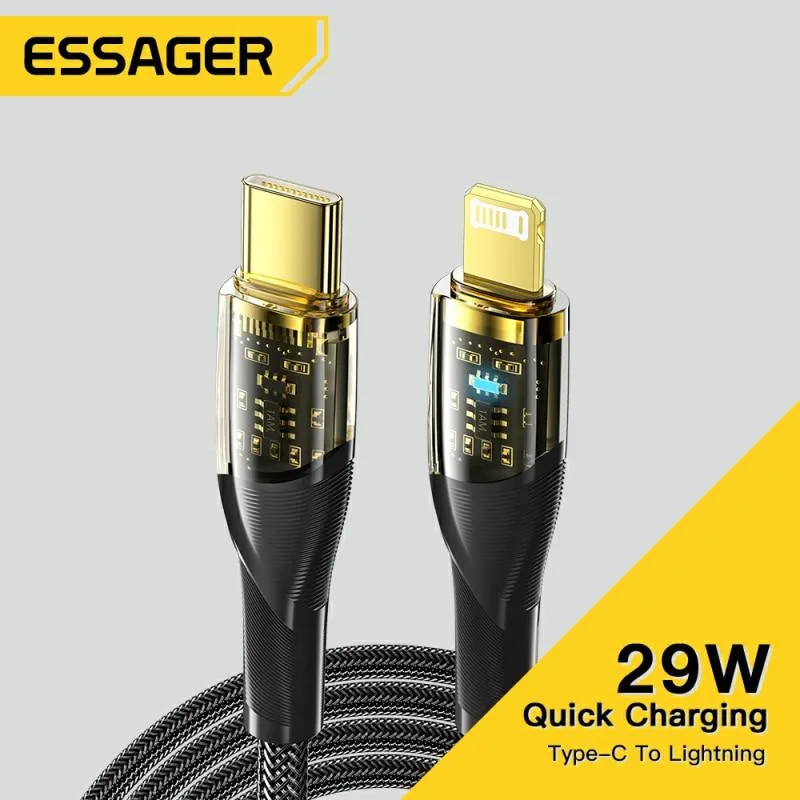 LUOM LUOM Essager XR USB-C to Lightning Cable 29W 3A 6.6ft Black — product photo