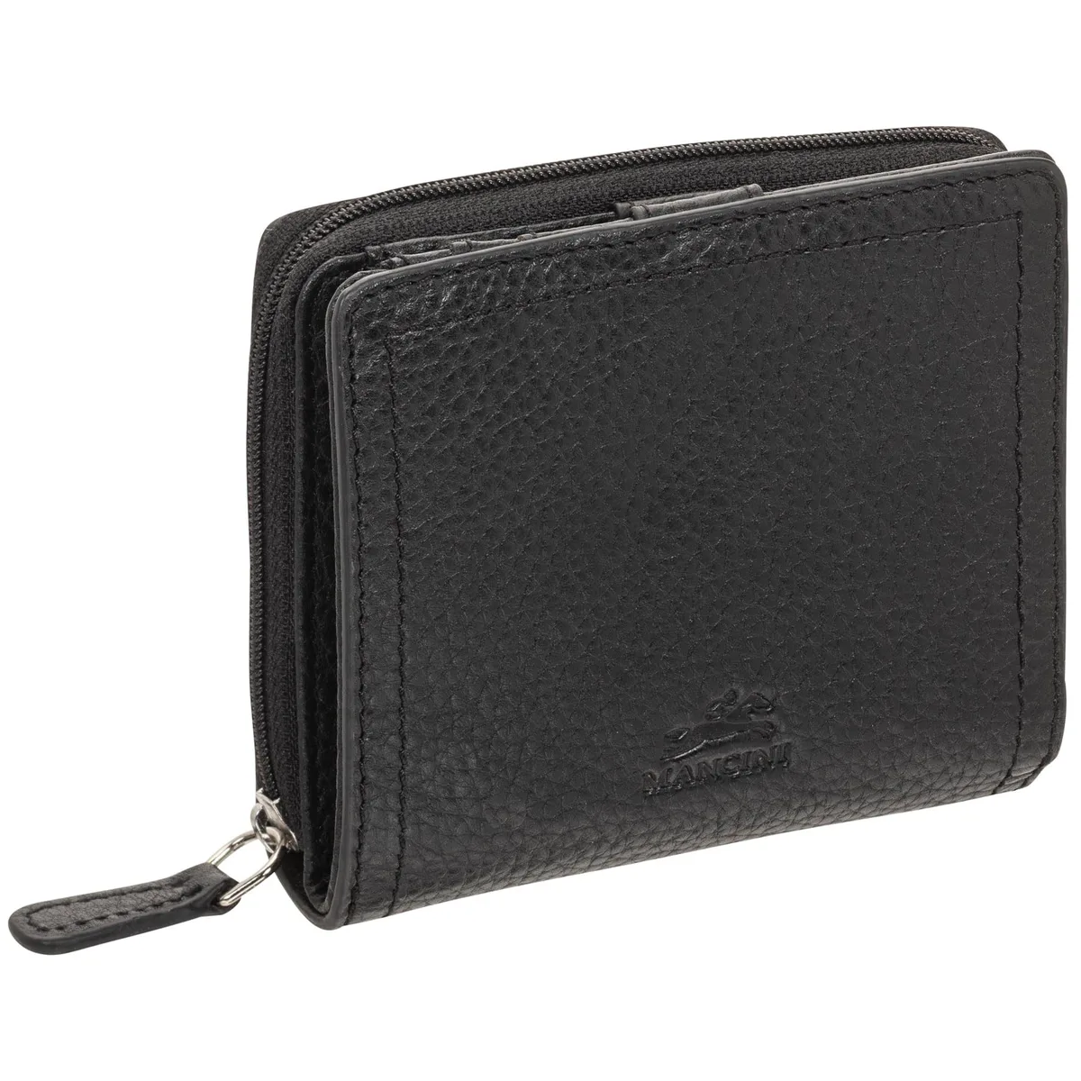 Mancini Leather Goods Mancini Leather Goods Pebbled RFID Small Clutch Wallet Black — product photo