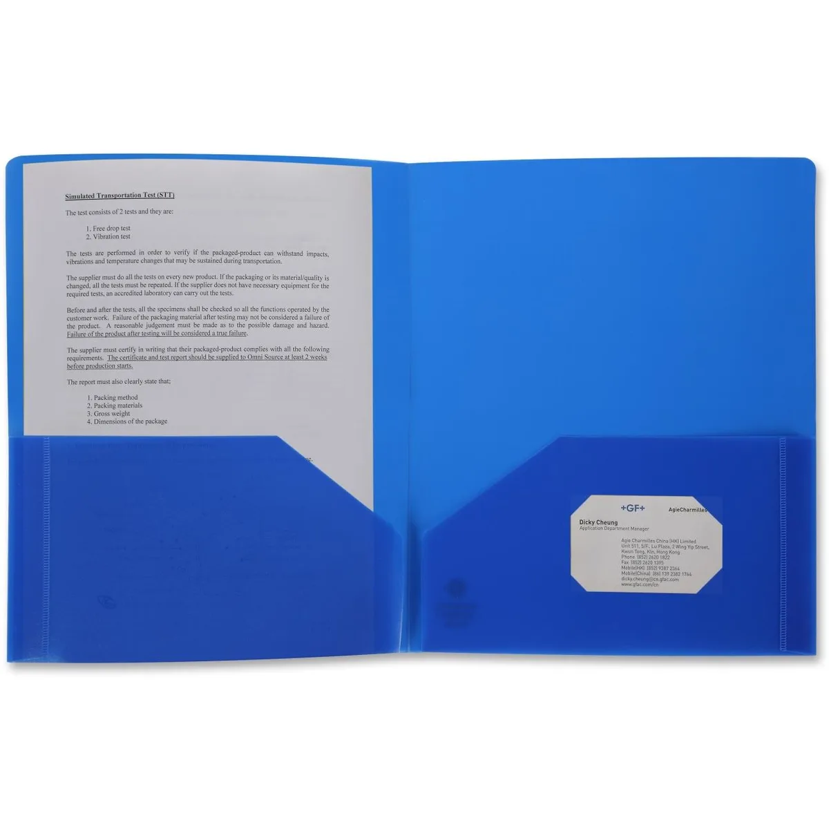 Business Source Business Source 20880 2-Pocket Poly Portfolio Blue — product photo