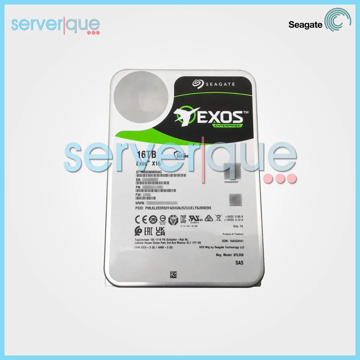 Seagate Seagate Exos X16 16TB SAS 12Gb/s 7200 RPM 3.5" internal hard drive ST16000NM004G — product photo
