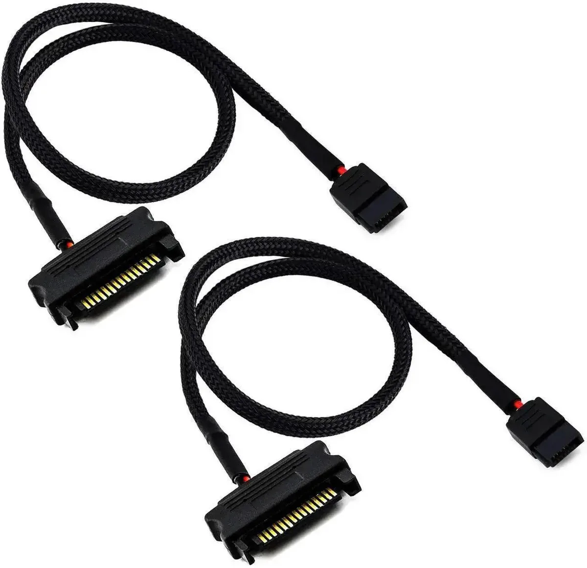 SMUGDESK SMUGDESK 15-Pin SATA Male to 6-Pin Slimline SATA Sleeved Power Adapter Cable 20 Inches 2 Pack — product photo