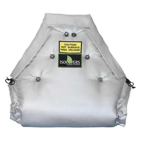 Gray silicone-coated fiberglass insulation jacket 18 x 6 x 3 in with quick-release flaps