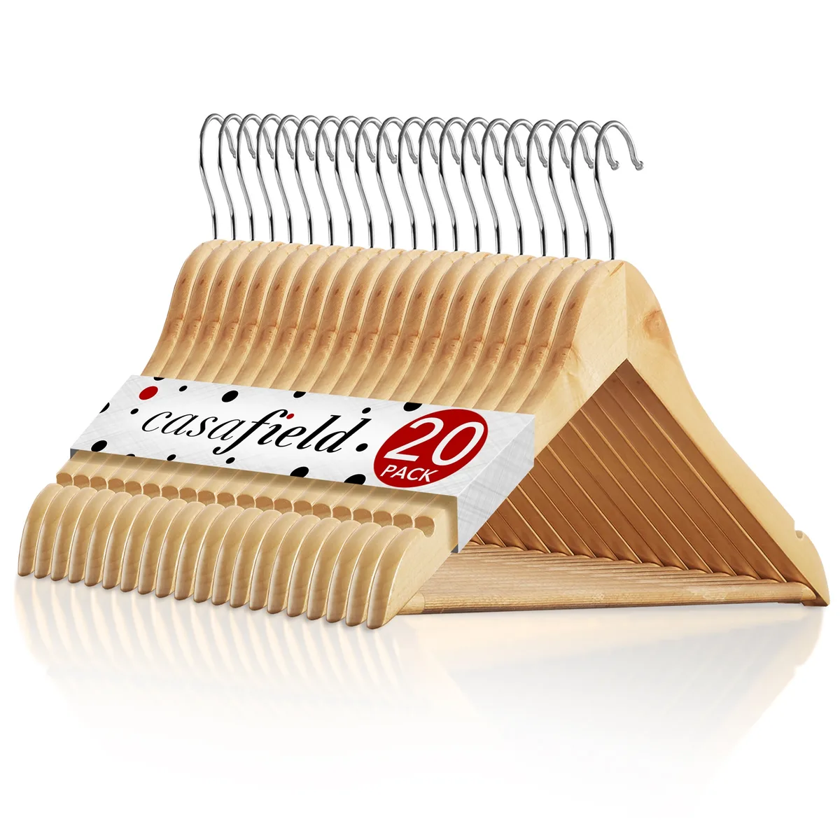 Casafield Casafield 20 Natural Lotus Wood Suit Hangers 360 Swivel Hook 10-lb — product photo